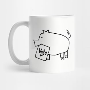 Cute Pig says Vote Outline Mug